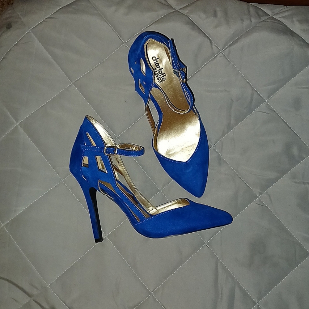 Size 7 3inch Charlotte Russe Bold Bright Navy Blue Heels   EYECATCHING!!